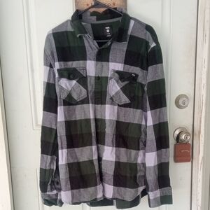 Vans Extra Large Flannel Black Purple And Green Button Down